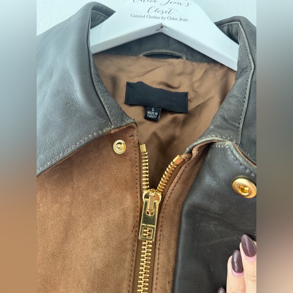 NILI LOTAN Kedem Leather Trimmed Suede Brown Jacket L - Picture 10 of 16